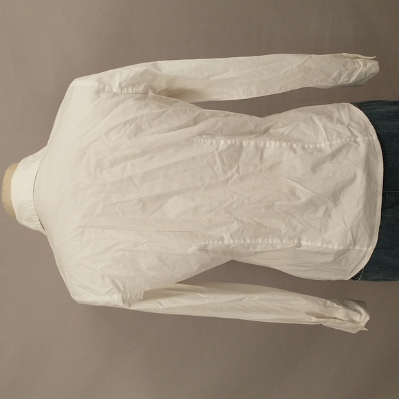 M Embroidered White Cotton Shirt 50's Feel w Spandex Button Down Fifties Look - Picture 4 of 7